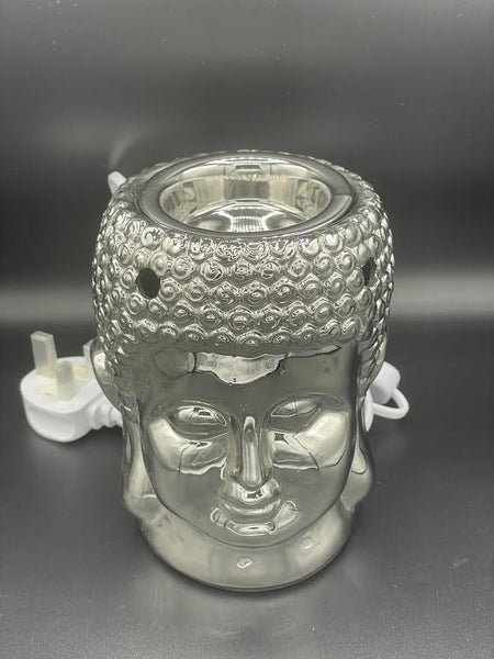AROMA WAX MELTER - BUDDHA HEAD (white or silver)